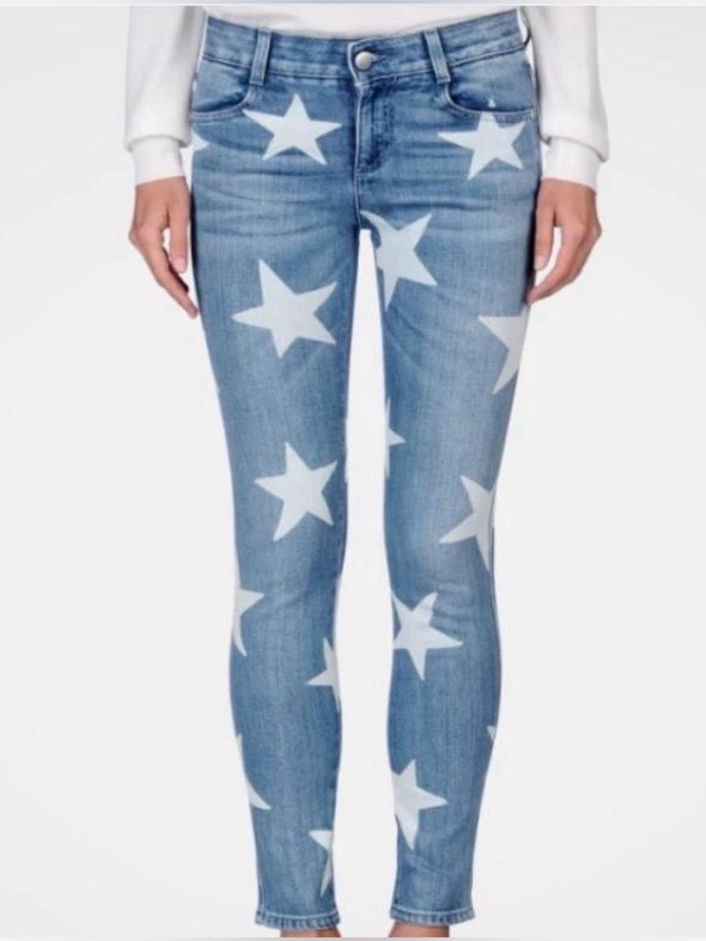 Stella McCartney Blue Skinny Jeans with White Star Print